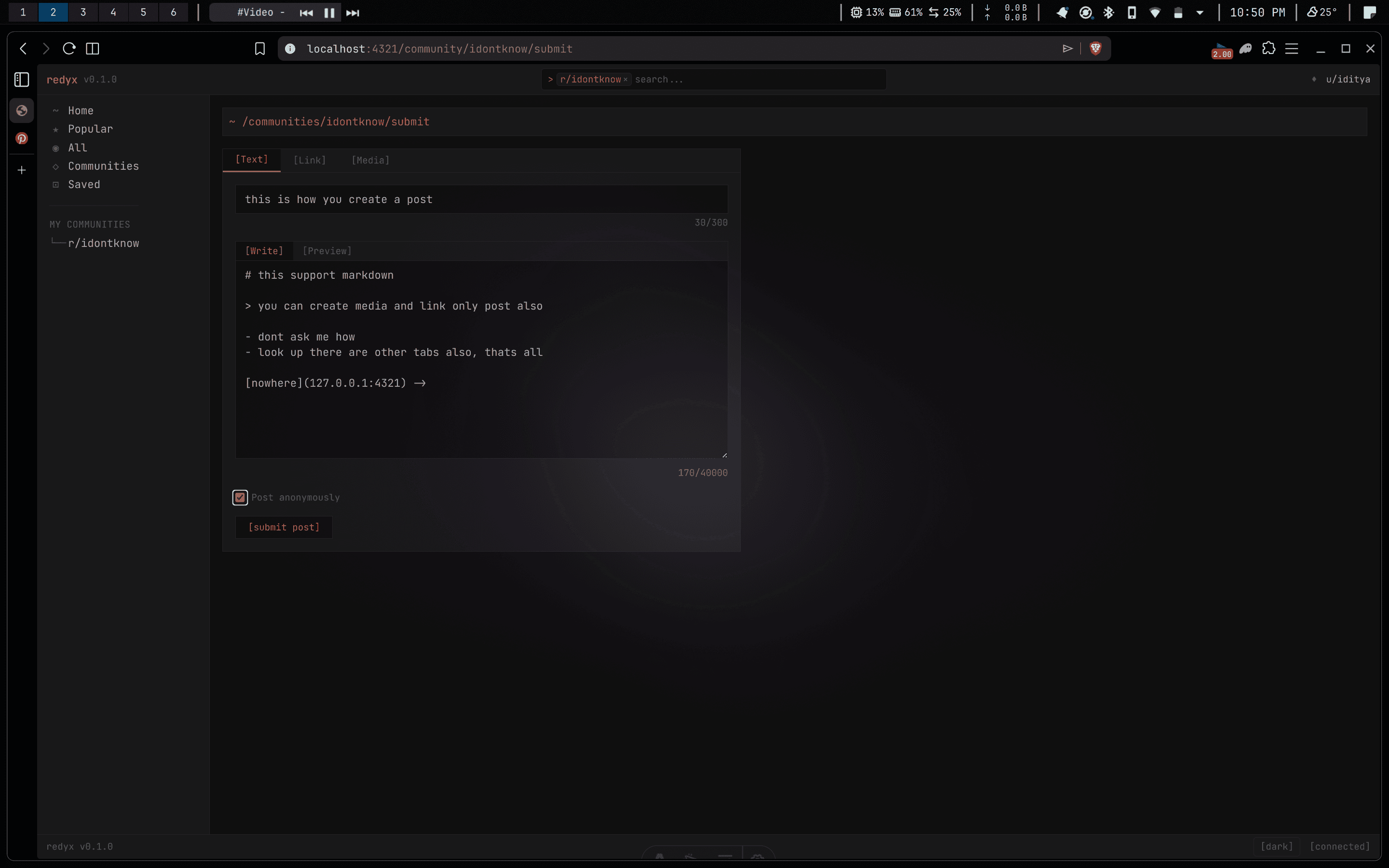 Redyx project screenshot